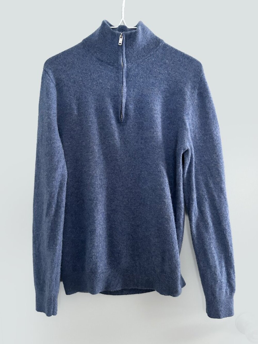 Reiss Men’s 100% Cashmere Quarter Zip Sweater Blue Mock Neck Size M